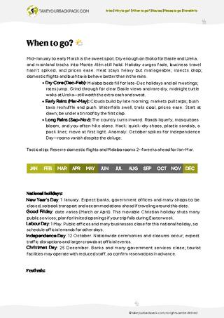 example page 1 from our offline Travel Guide for Equatorial Guinea